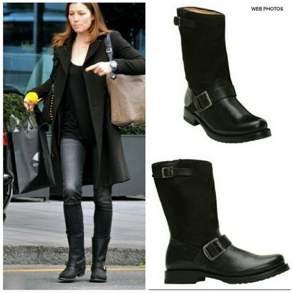 FRYE Veronica Leather Calf Hair Short Boot 6.5 Biker Western Y2K 90’s Grunge - Picture 10 of 16